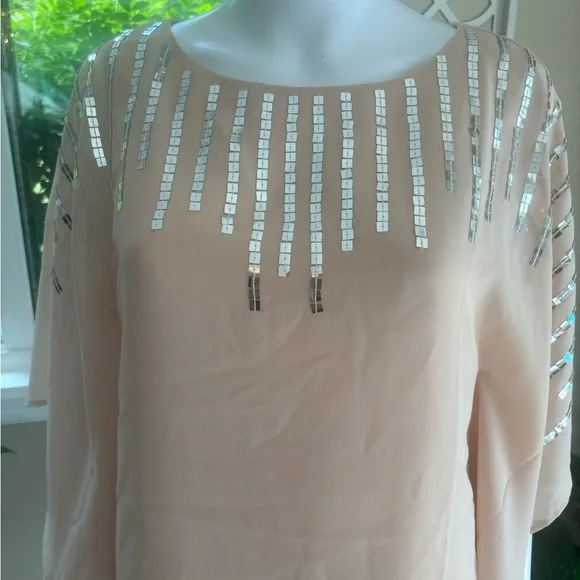 Elegant Peach Sequin Women's Top - Picture 2 of 7